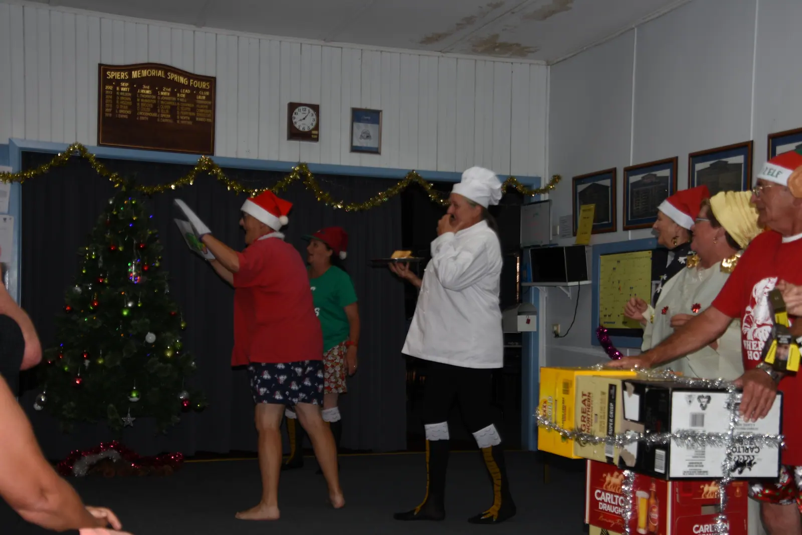A light-hearted moment during the club Christmas entertainment